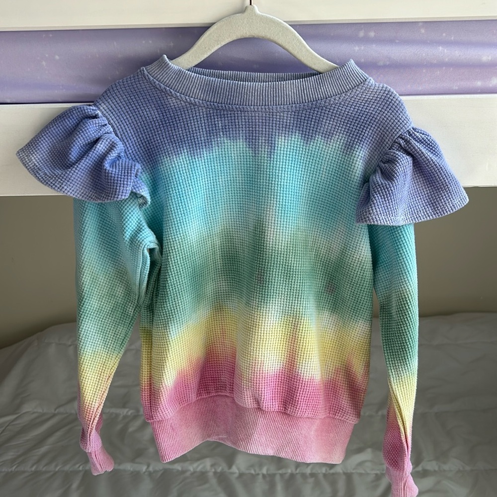Lola and the Boys waffle knit long sleeve tie dye t-shirt